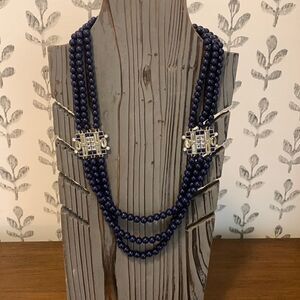 Lia Sophia navy blue with rhinestone detail NWOT classic necklace